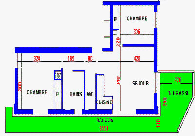 PLAN 3 pièces avec terrasse l'Echo des Montagnes - location appartement chatel